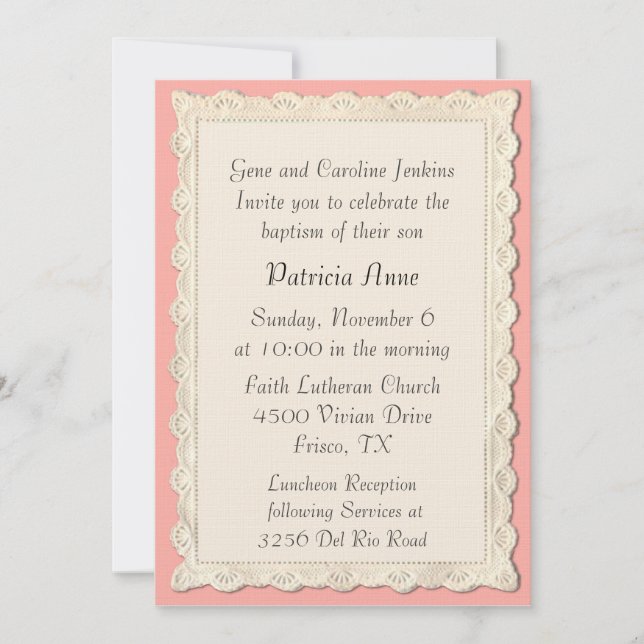 Jolie Vintage Panneaux Angel Baptême Invitation (Devant)