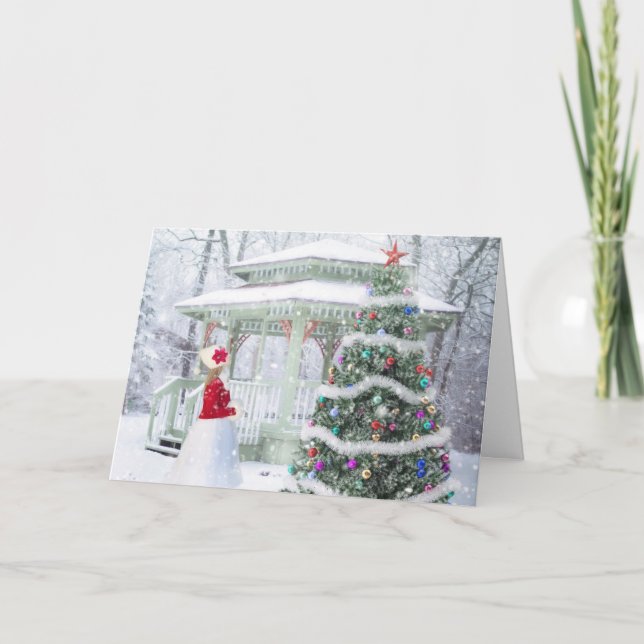 Jolie Vintage Rustic Holiday Tree Carte de Noël (Devant)