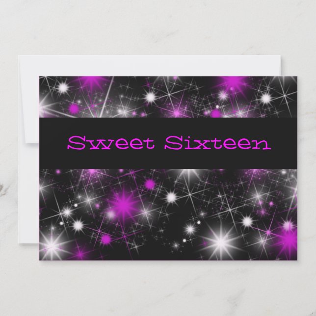 Jolie, violet et noir Sweet sixteen Invitation (Devant)