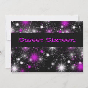 Jolie, violet et noir Sweet sixteen Invitation