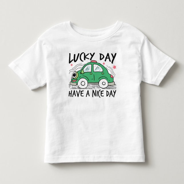 Jolie voiture verte Lucky Day Toddler T-shirt (Devant)