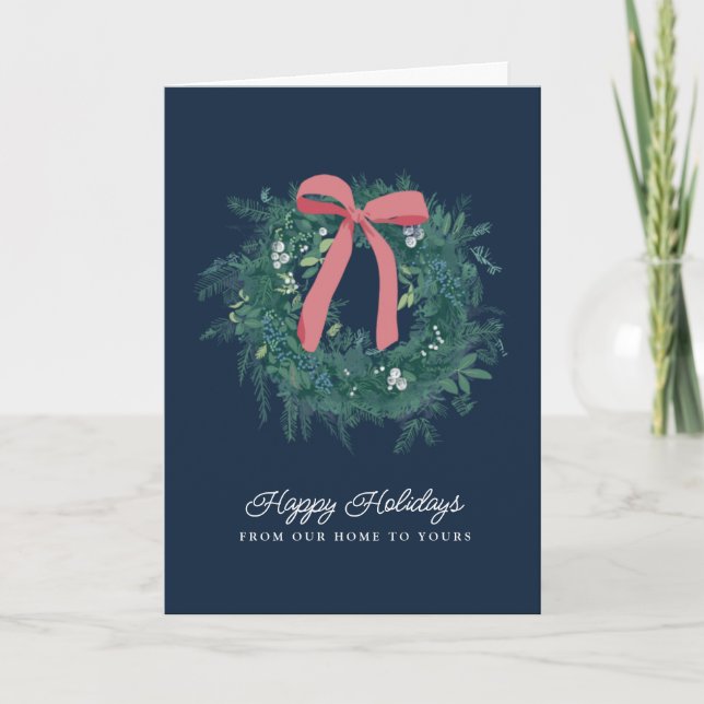 Jolie Wreath Winter Family Carte de vacances (Devant)
