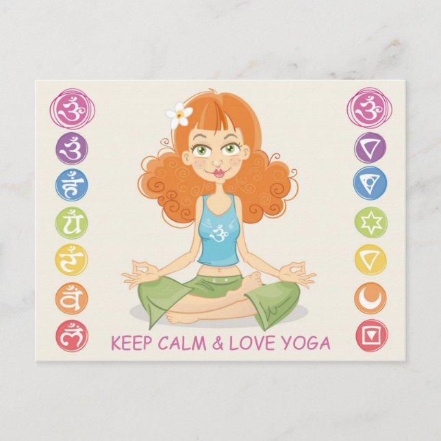 Jolie Yoga Girl Illustration Carte postale (Devant)