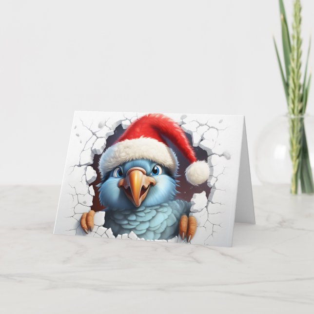 Jolies Animaux de Noël Bébé Perruche 3D Carte de V (Devant)
