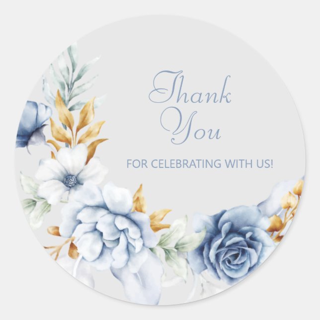 Jolies Autocollants Fleur Aquarelle Merci (Devant)
