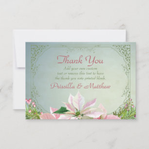 Jolies cartes de Merci de pin et de poinsettia