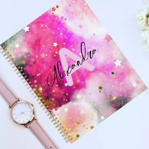 Jolies Étoiles Nuages Roses Et Script Chic