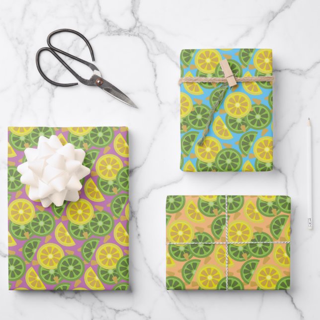 Jolies feuilles de papier motif d'agrumes (Recto)