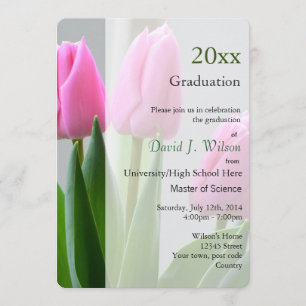 Jolies fleurs de tulipe rose invitations de gradua