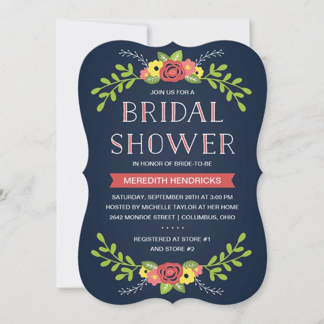 Jolies fleurs | Invitation de douche nuptiale (Devant)