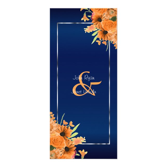 Jolies fleurs orange sur bleu marine - Programme (Devant)