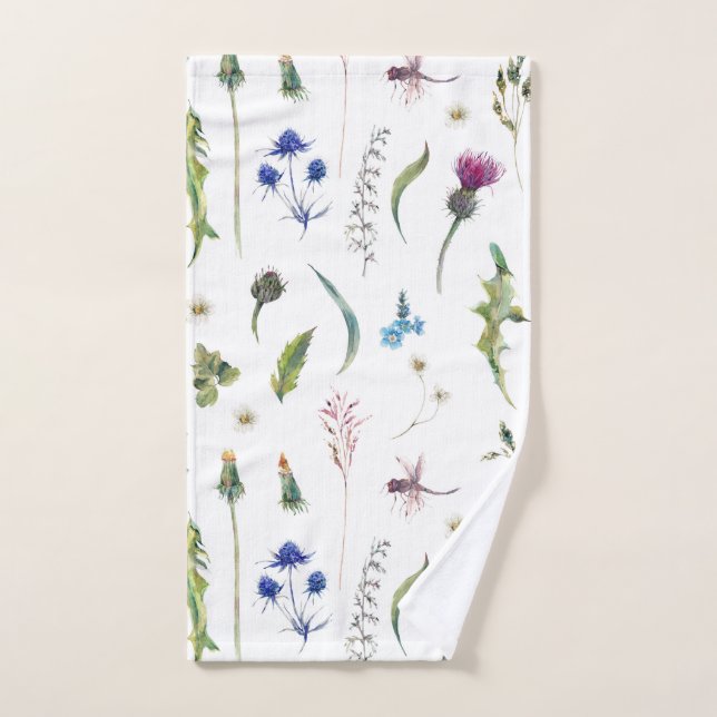 Jolies Fleurs Thistler Dragonfly Design (Serviette à main)