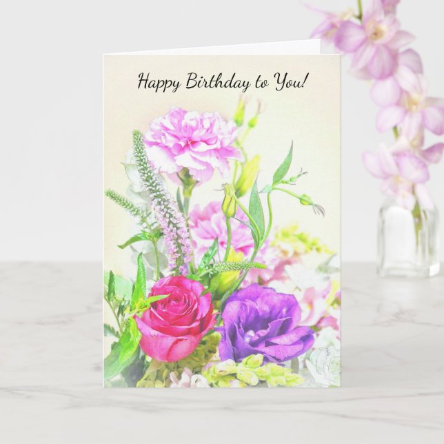 Jolies fleurs Vintage style carte d'anniversaire (Orchidée)