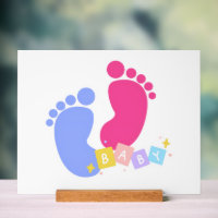 Jolies lettres de blocs de empreintes de bébé rose