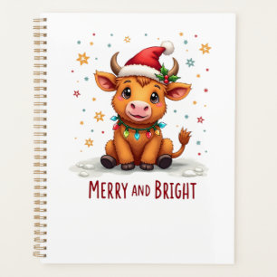 Jolies lumières de Noël de bébé vache des Highland