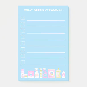 Jolies notes Post-It de liste de nettoyage