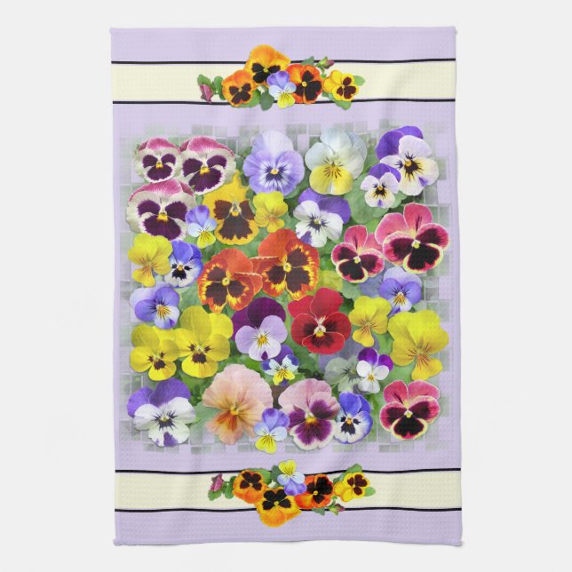 Jolies Pansies Serviette de cuisine (Vertical)