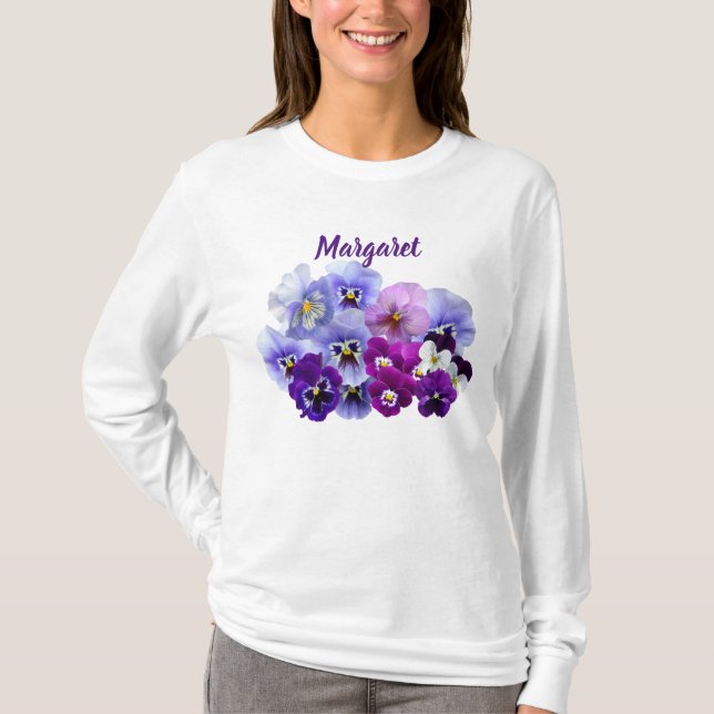 Jolies Pansies T-shirt Floral personnalisé (Devant)