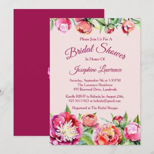 Jolies Peonies Floral Bridal Showches Invitations