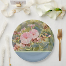 Jolies petites roses - Assiette en carton