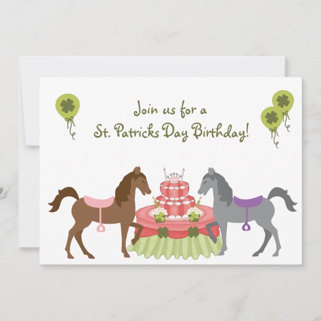 Jolies Ponies St Patrick's Day Invitation Annivers (Devant)