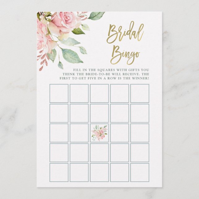 Jolies Roses Roses | Carte de jeu de bingo pour la (Devant)