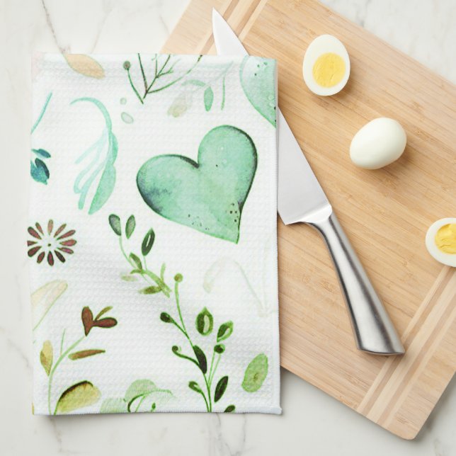 Jolies serviettes de cuisine fleuries (Quart Plié)