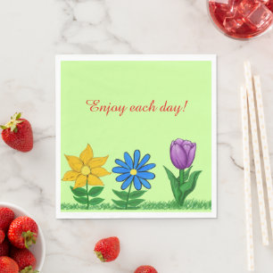 Jolies serviettes en papier florales jaunes bleues