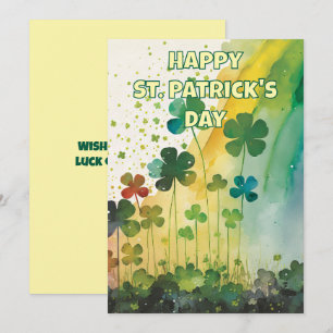 Jolies trèfles à l'aquarelle Carte de la Saint-Pat
