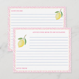 Jolies Tuiles Roses Carte de Conseils pour Baby Sh