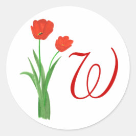 Jolies tulipes rouges, Stickers Mariage Monogramme