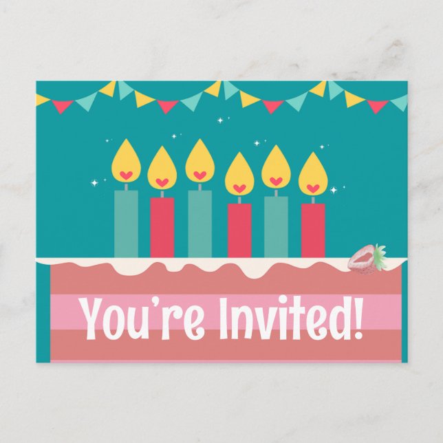 Jolies vous êtes invités cartes d'anniversaire (Devant)
