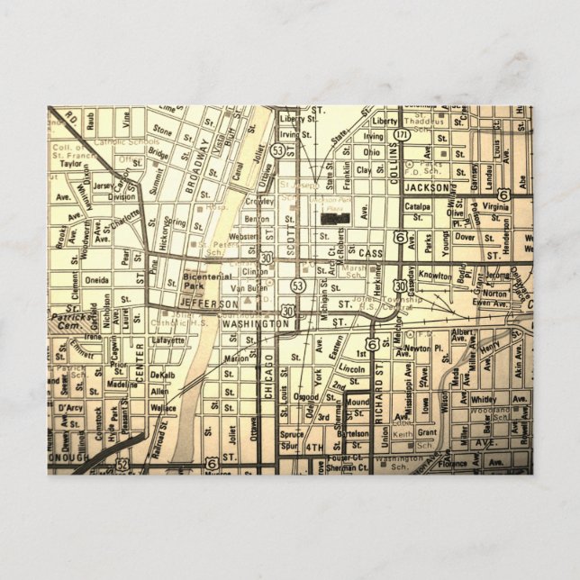 Joliet, IL Carte Vintage (Devant)