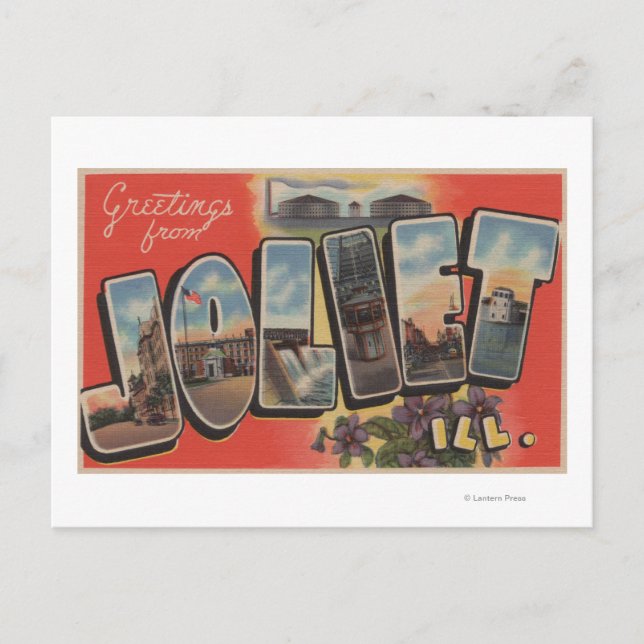 Joliet, Illinois - Großbuchstaben - Szenen 2 Postkarte (Vorderseite)