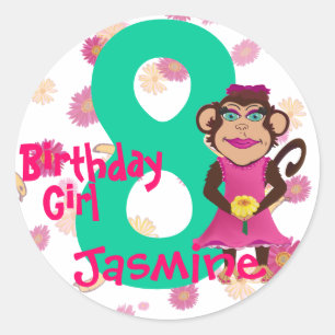 Jolis autocollants d'âge d'anniversaire de singe