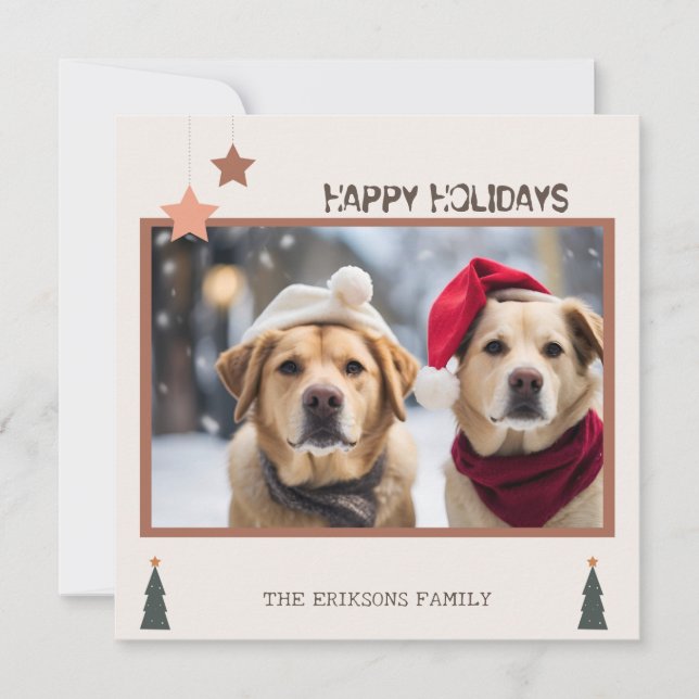 jolis chiens joyeux noël  Carte de vacances plate (Devant)