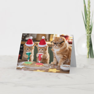 Jolis cookies de Noël de chat orange Carte