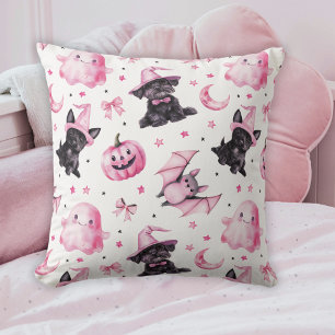 Jolis fantômes et chiens roses d'Halloween Coussin