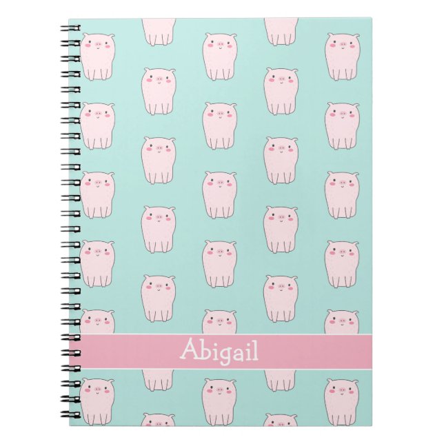 Jolis petits cochons roses - Cahier Aqua Green pou (Devant)