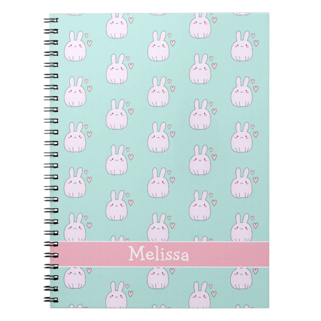 Jolis Petits Lapins Roses Cahier pour Enfants Aqua (Devant)