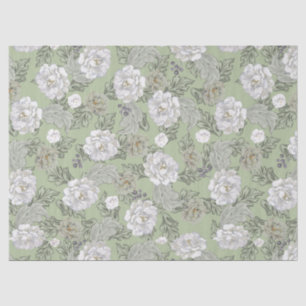 Jolis pivoines floraux en papier de soie vert saug
