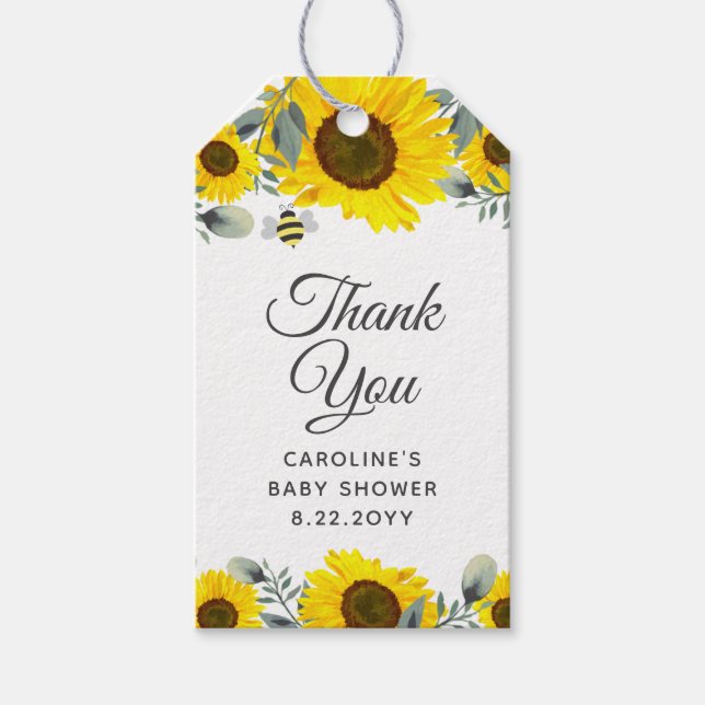 Jolis tournesols et abeilles étiquette cadeau pour (Devant)