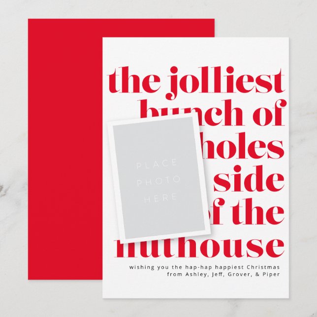 Jolliest Bunch Holiday Tradition Portrait Front Einladung (Vorne/Hinten)