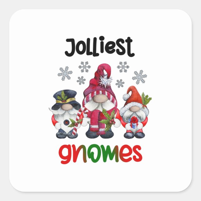 Jolliest Gnomes, Weihnachten mit meinen Gnomen T - Quadratischer Aufkleber (Vorderseite)