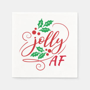Jolly AF Christmas Holly Party Drink Spaß Serviette