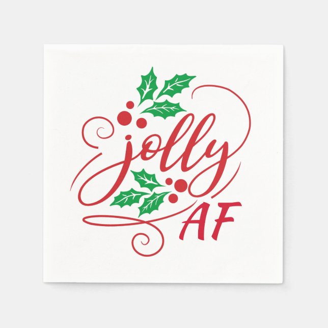 Jolly AF Christmas Holly Party Drink Spaß Serviette (Vorderseite)