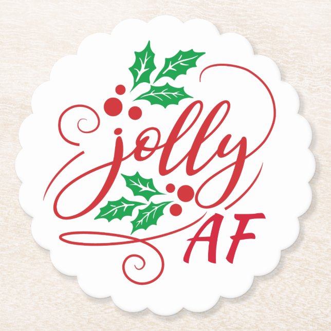 Jolly AF Weihnachtsgetränk Spaß Untersetzer (Vorderseite)