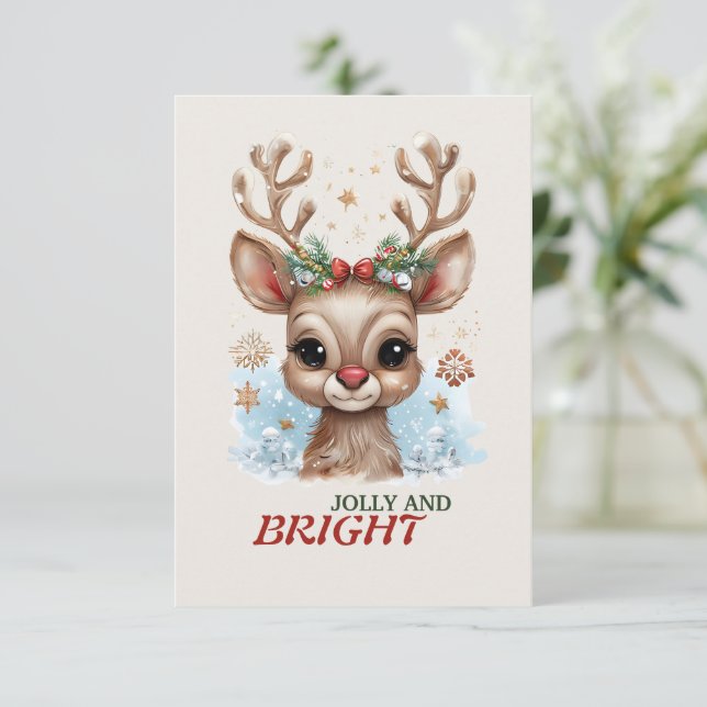 Jolly and Bright Christmas Grußkarte Karte (Stehend Vorderseite)