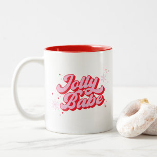Jolly Babe Trendy Pink Weihnachts-Schriftart Zweifarbige Tasse