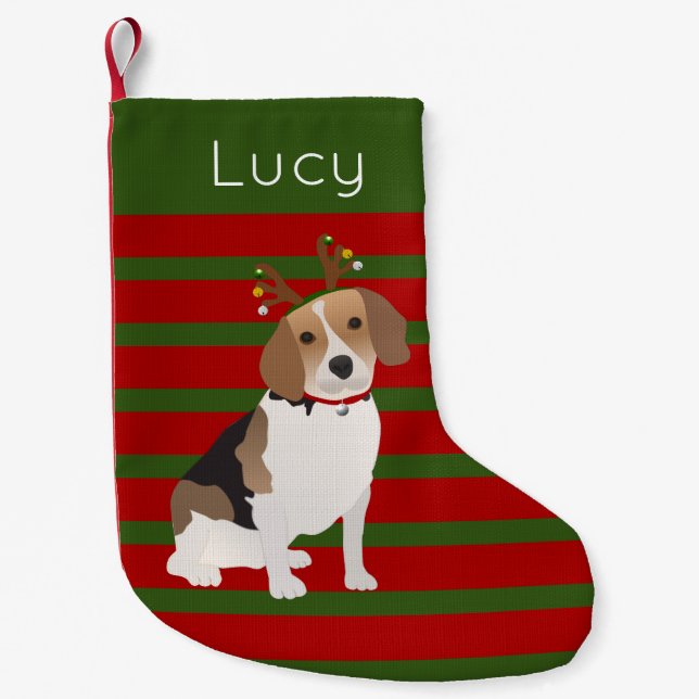 Jolly Beagle Personalisiert Kleiner WeihnachtsStru Kleiner Weihnachtsstrumpf (Vorderseite)